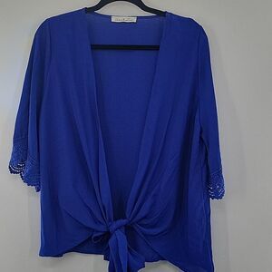 3 For$20 Vine & Love Royale Blue cardigan w/ lace trim on the sleeve size M